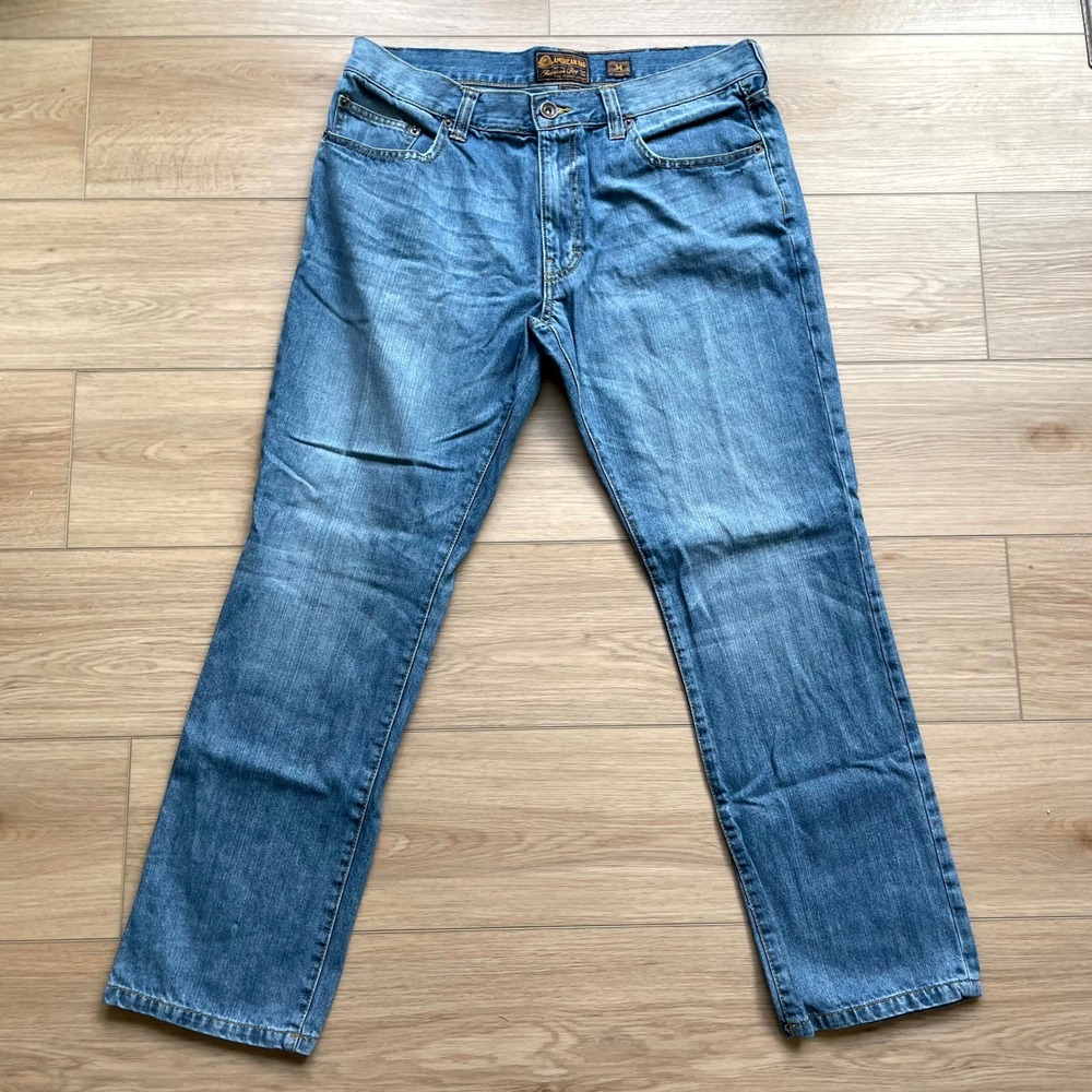 American Rag Mens Slim Straight Jeans 34x30 Medium Wash Blue Denim 100% Cotton